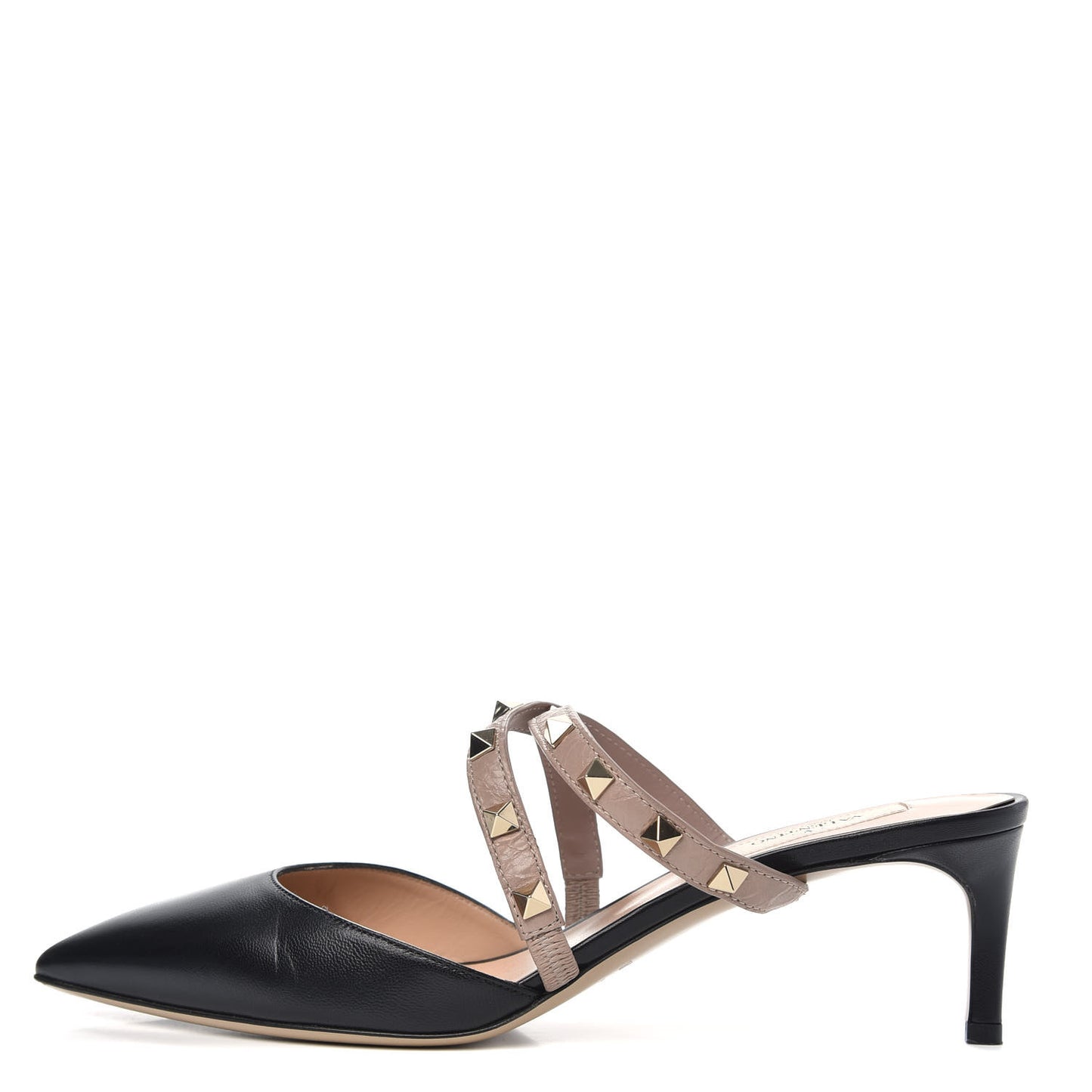 Nappa Rockstud Criss Cross 55mm Mules 38 Black Poudre