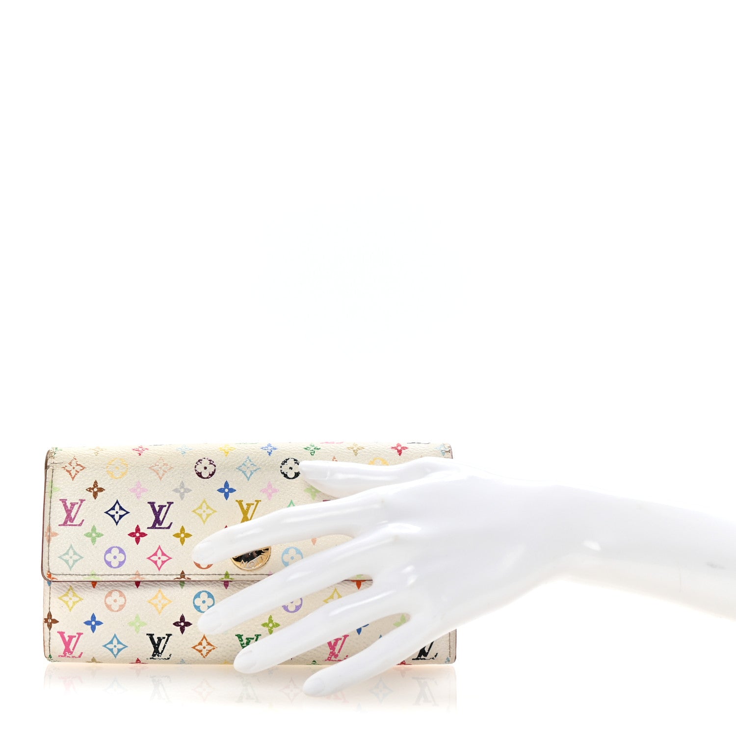 Louis Vuitton Monogram Multicolor Sarah Wallet White Litchi 2 of 6