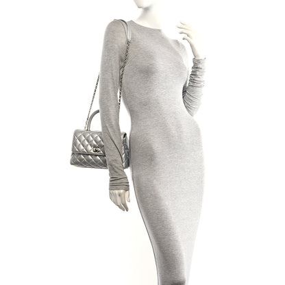 Chanel Metallic Caviar Quilted Mini Coco Handle Flap Silver 2 of 12