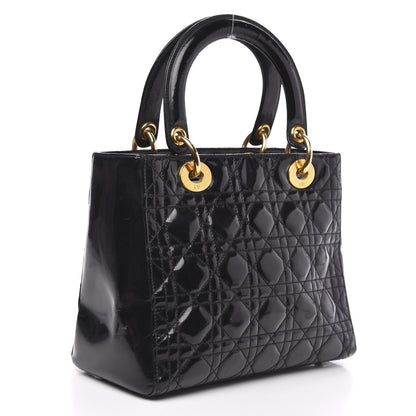 Christian Dior Patent Cannage Medium Lady Dior Black 3 of 14