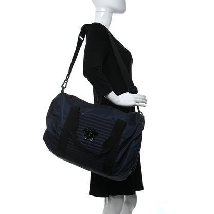 Versace Canvas Nylon Quilted Palazzo Duffle Bag Navy Black 2 of 8