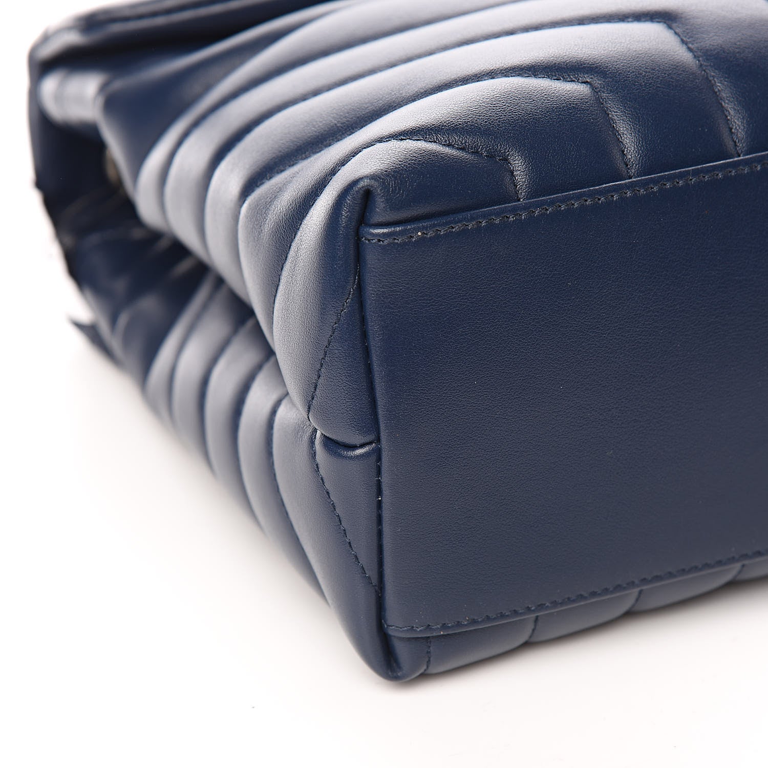 Saint Laurent Calfskin Y Quilted Monogram Medium Loulou Chain Satchel Denim Blue 8 of 10