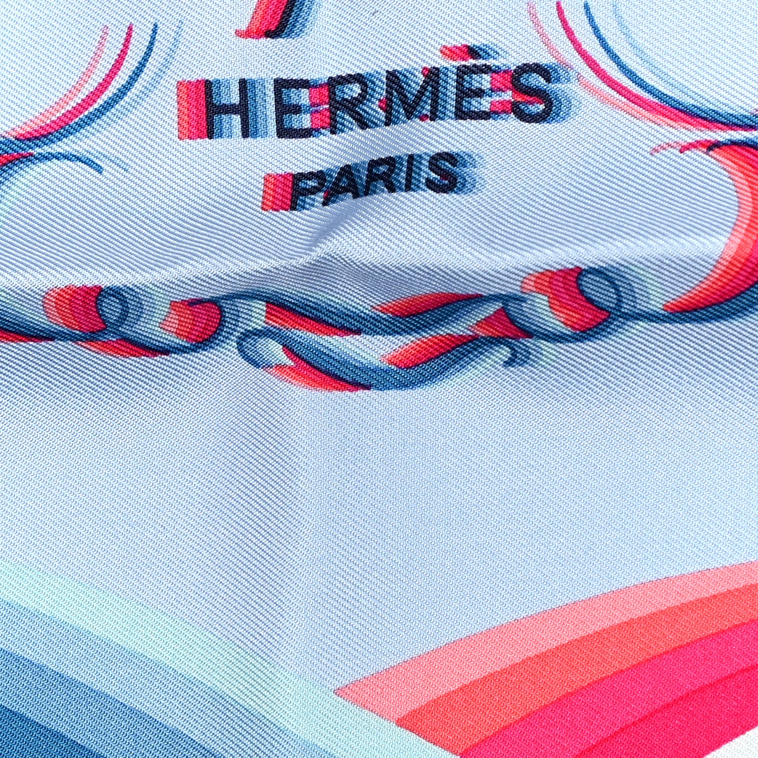 Hermes Silk Brides De Gala Shadow Scarf 90 Bleu Ciel Rose Vif 3 of 4