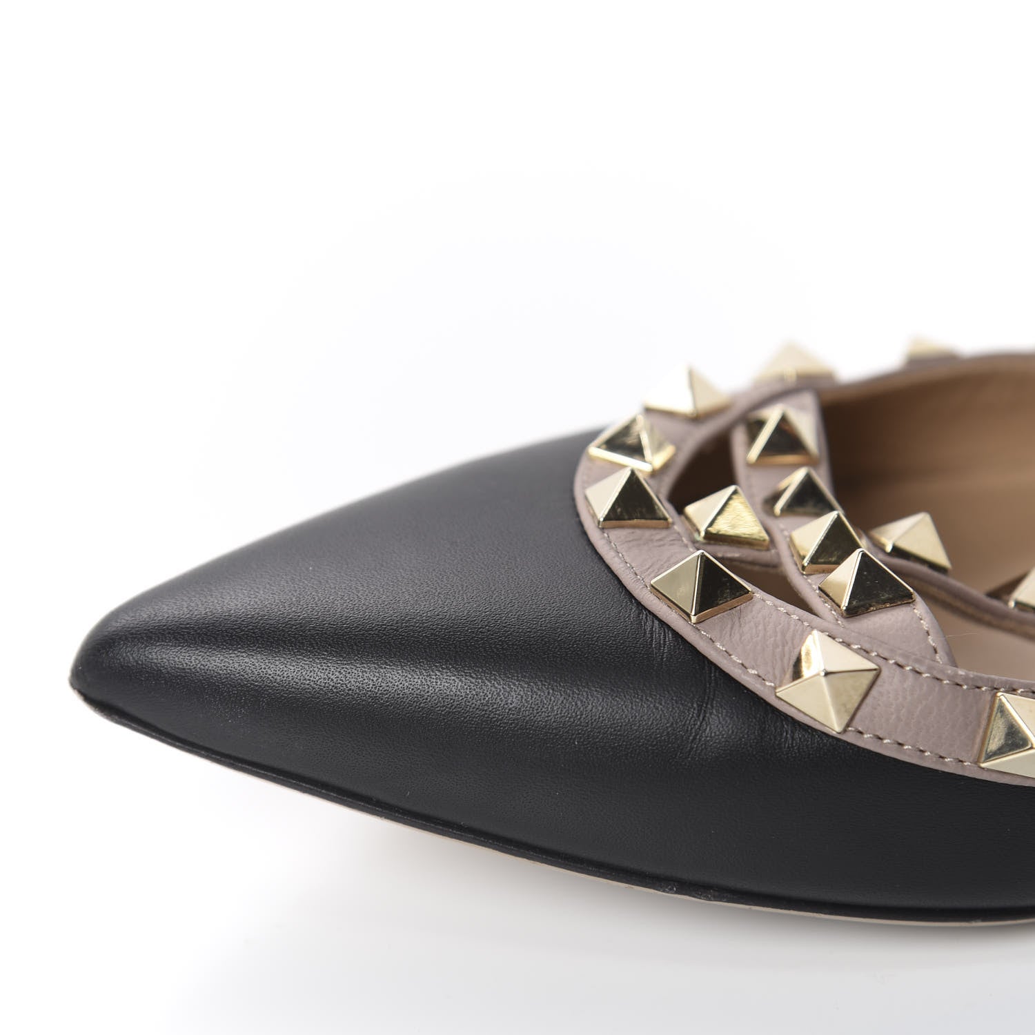 Valentino Garavani Nappa Rockstud Cage Ballerina Flats 37.5 Black Poudre 12 of 14