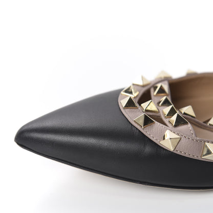 Valentino Garavani Nappa Rockstud Cage Ballerina Flats 37.5 Black Poudre 12 of 14