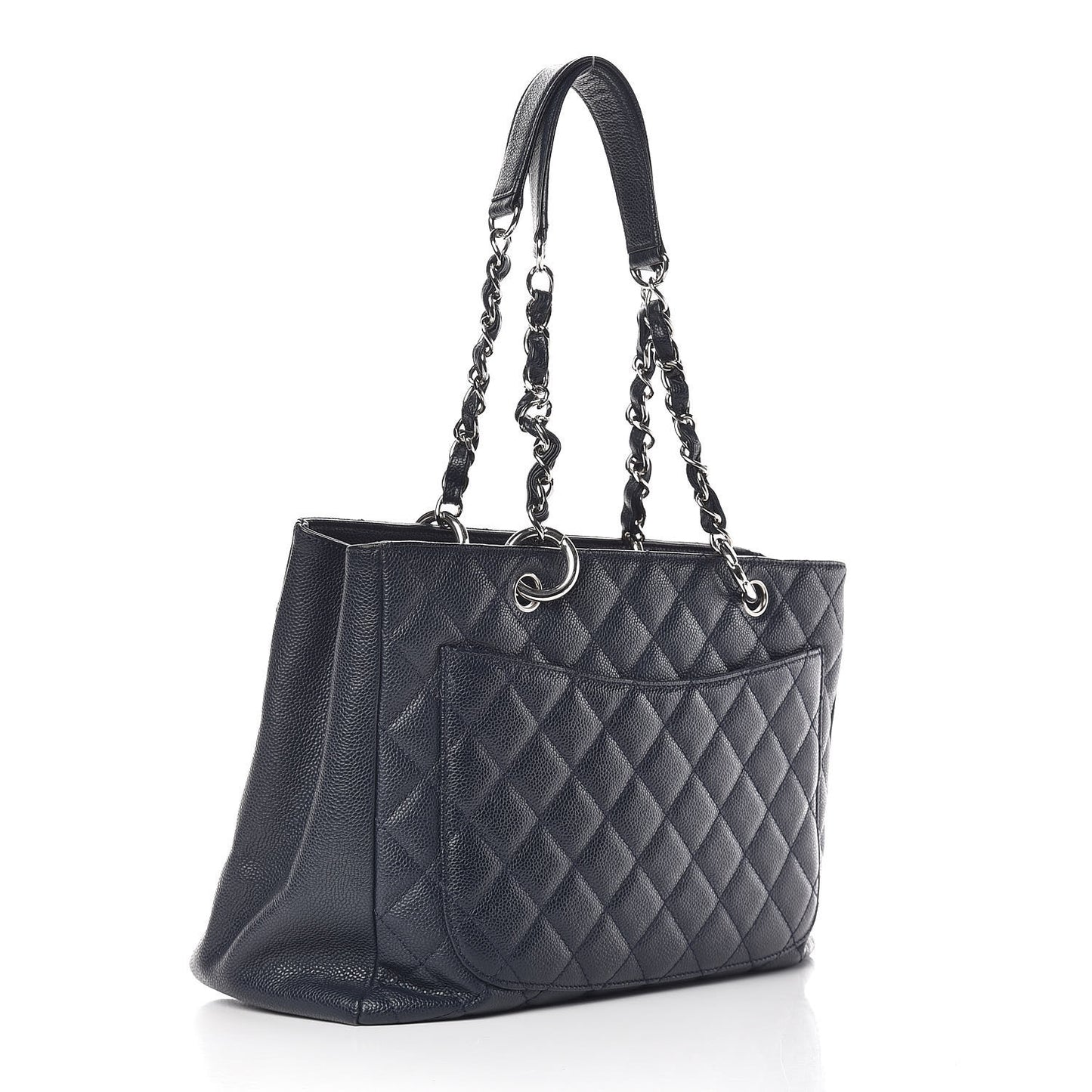 Caviar Quilted Grand Shopping Tote GST Navy Blue