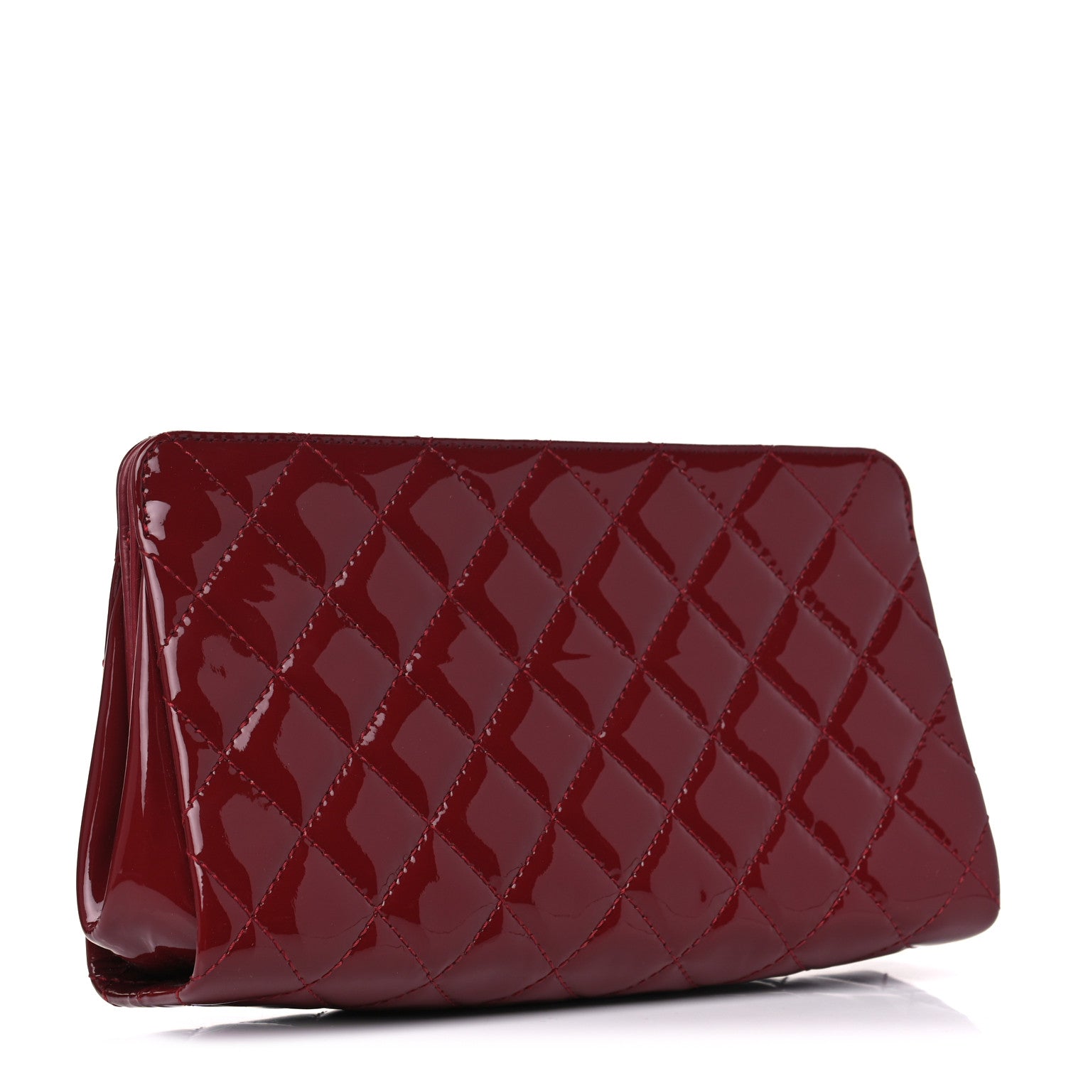 Chanel Patent CC Quilted Timeless Clutch Red 3 of 7