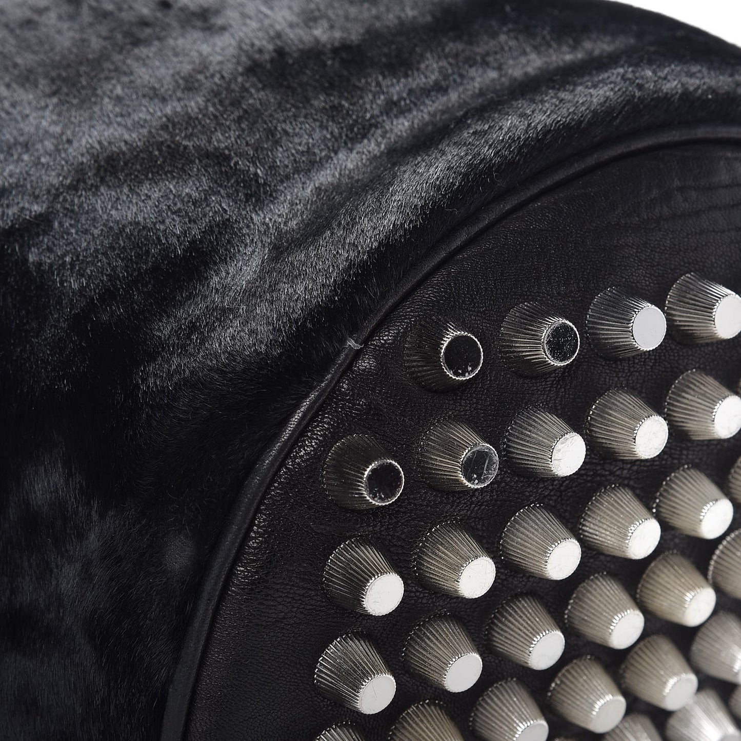 Pony Hair Diego Bucket Bag Black with Nickel Hardware