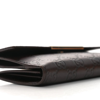 Gucci Guccissima Margaux Calfskin Metal Bar Continental Flap Wallet Chocolate 8 of 10