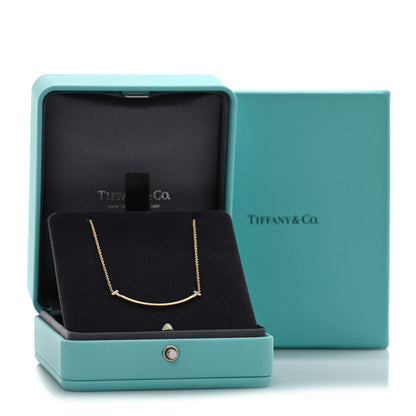 Tiffany 18K Yellow Gold Diamond Small T Smile Pendant Necklace 5 of 5