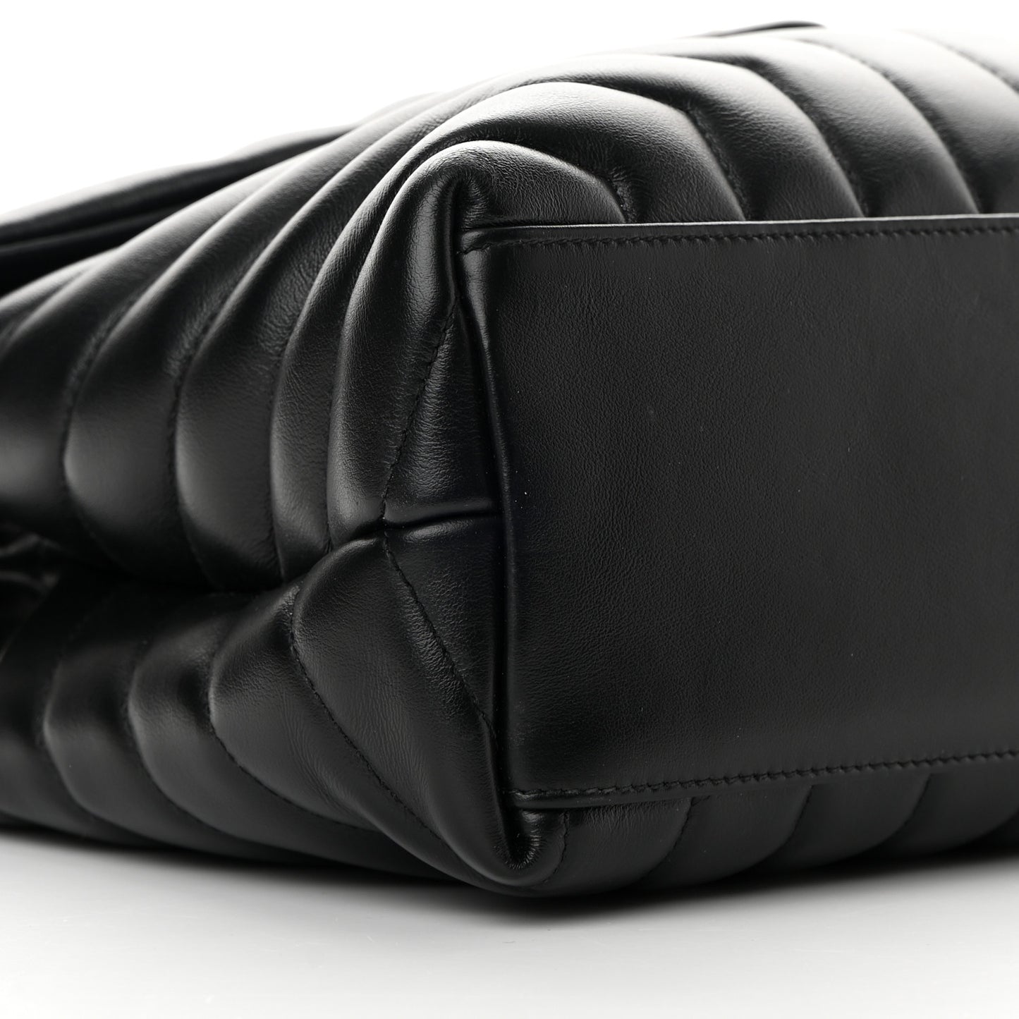Calfskin Y Quilted Monogram Medium Loulou Chain Satchel Black