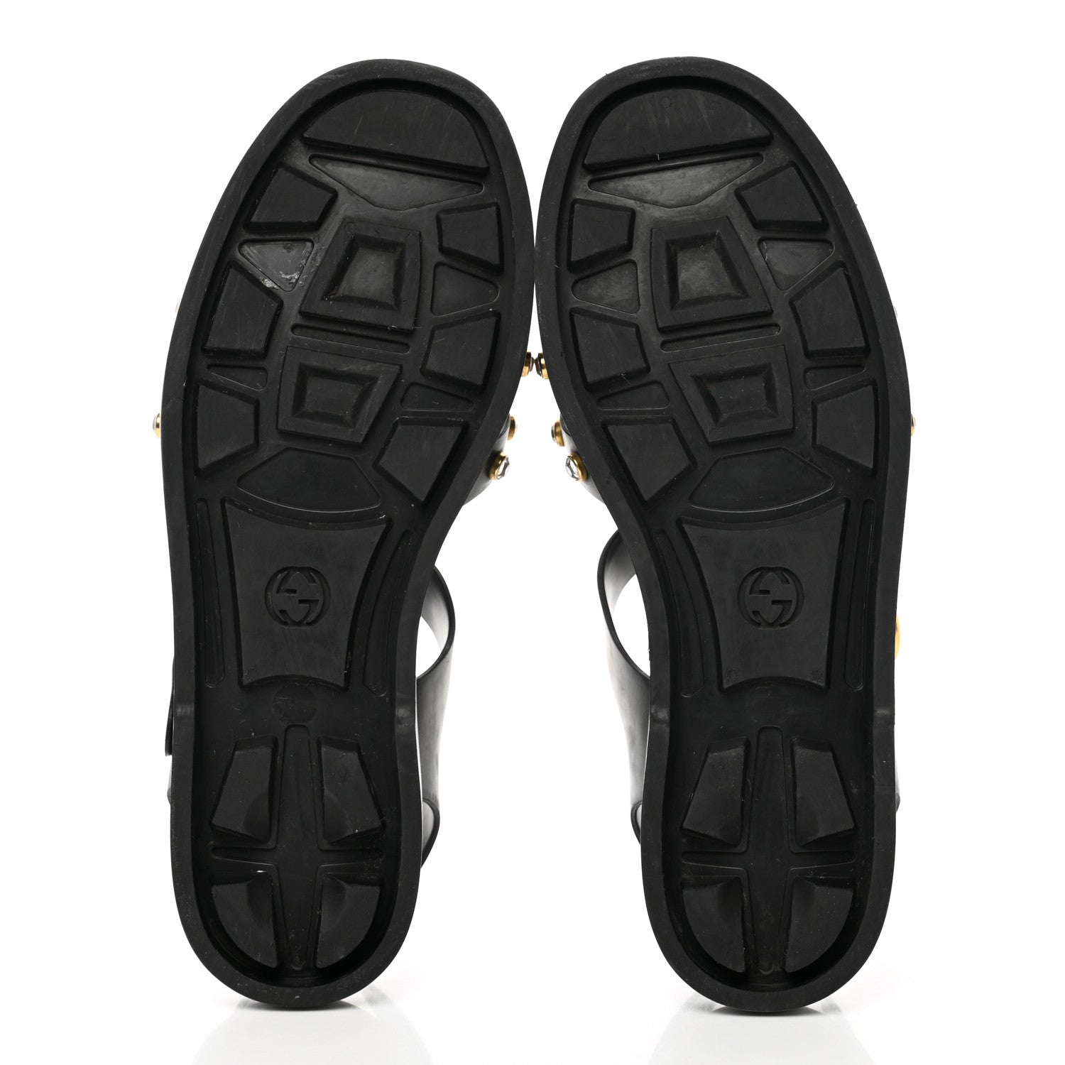 Gucci Rubber Crystal Womens Buckle Strap Sandals 37 Black 6 of 17