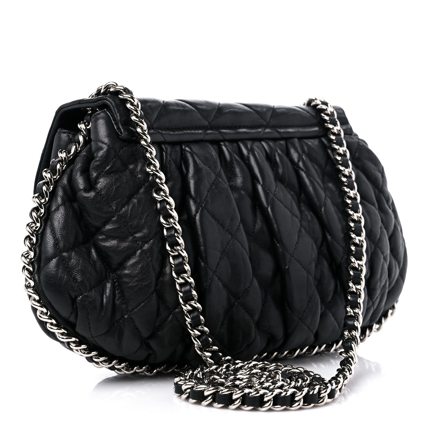 Chanel Washed Lambskin Quilted Mini Chain Around Flap Black 3 of 12