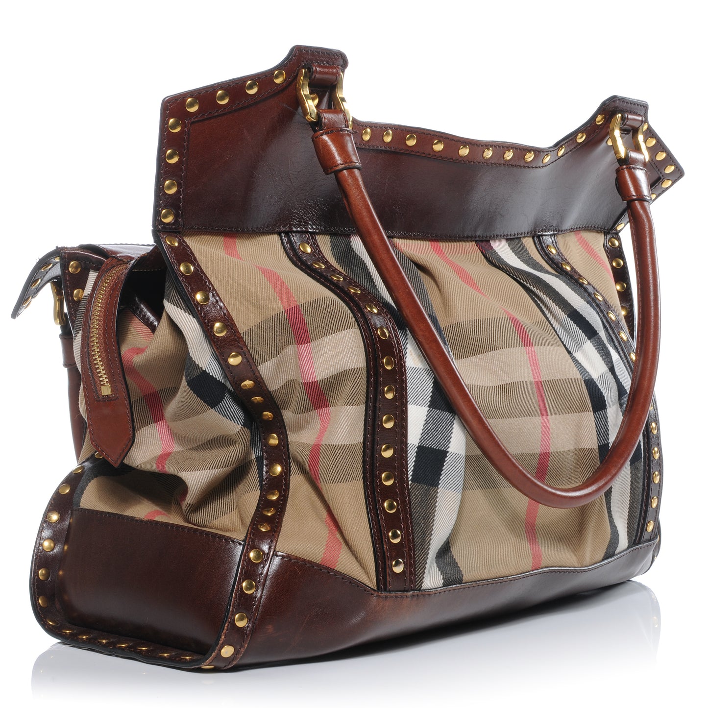 House Check Studded Large Greenham Tote Dark Tan
