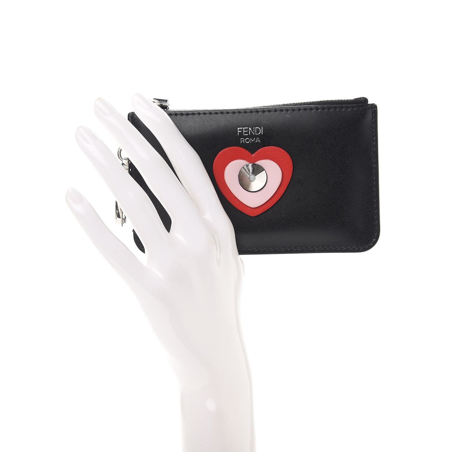 Vitello Elite Heart Coin Pouch Key Case Black