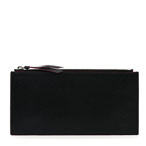 Epi Felicie Chain Wallet Zippered Insert Black Hot Pink