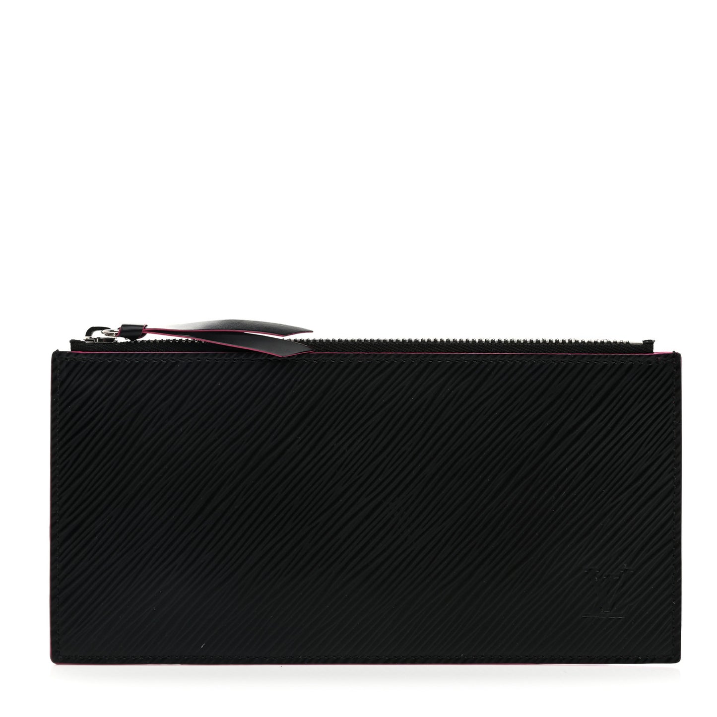 Epi Felicie Chain Wallet Zippered Insert Black Hot Pink