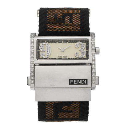 Fendi Stainless Steel Canvas Diamond 38mm Zip Code Quartz Watch 1 of 6