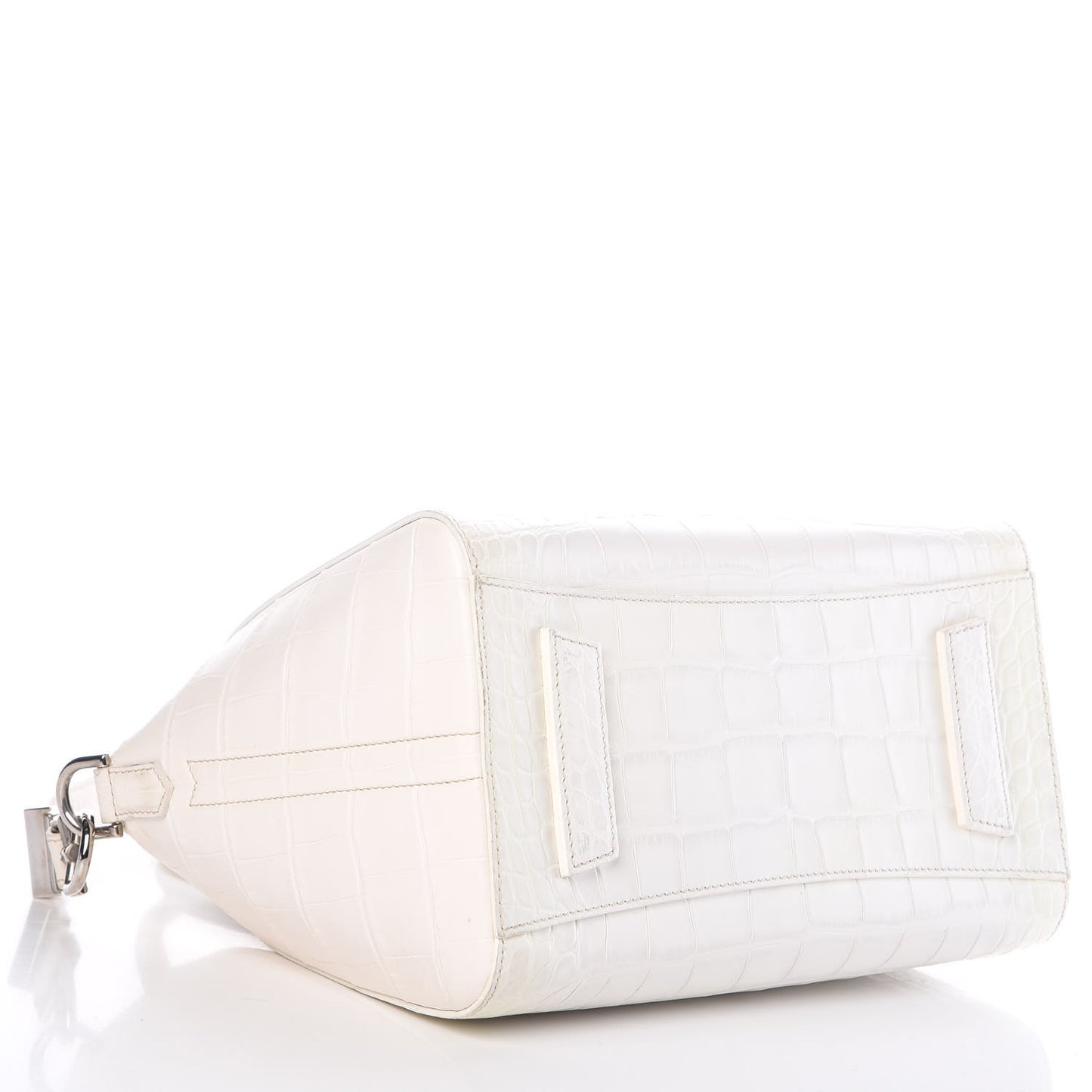 Calfskin Crocodile Embossed Small Antigona White