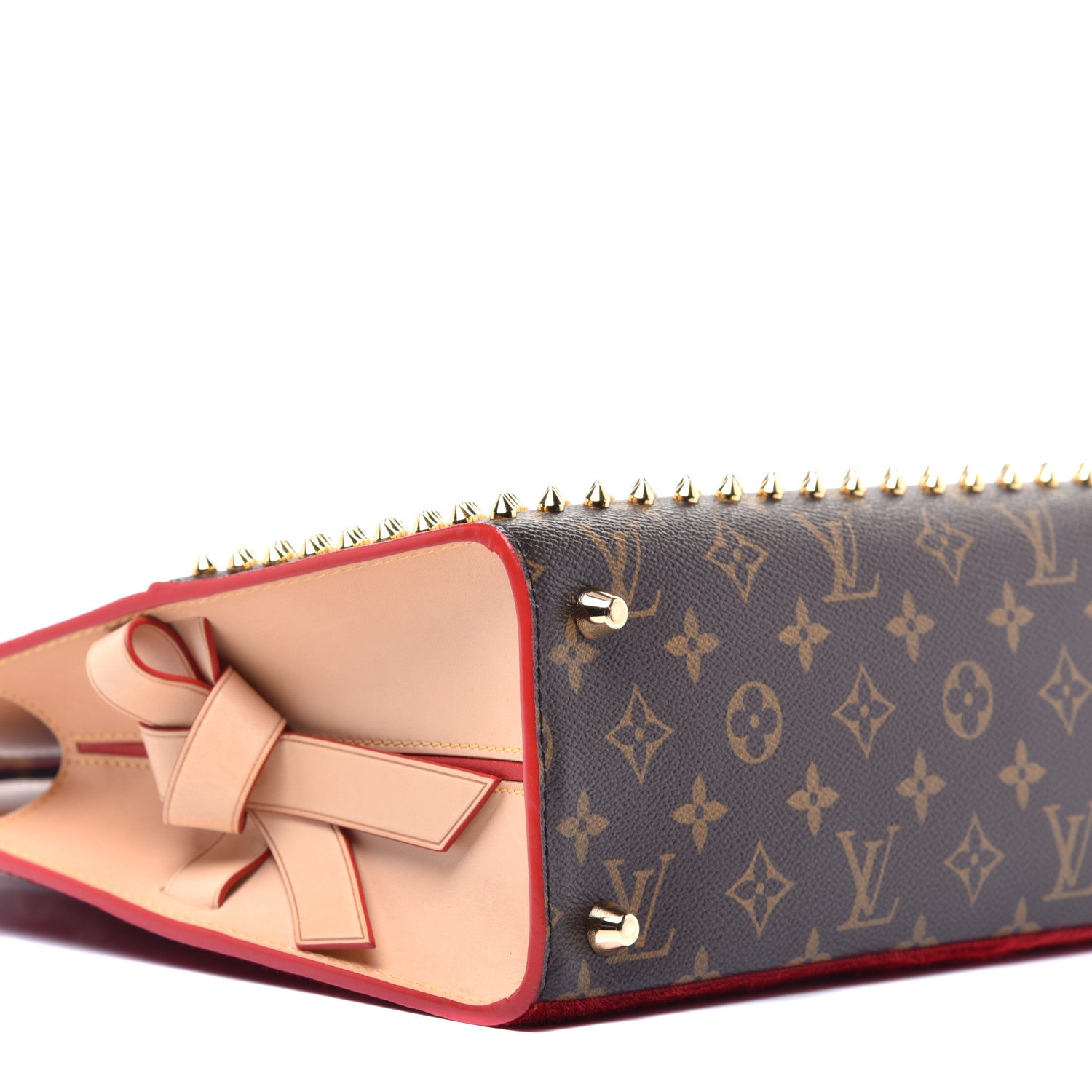 Louis Vuitton Monogram Calf Hair Spikes Iconoclasts Christian Louboutin Tote Red 7 of 8