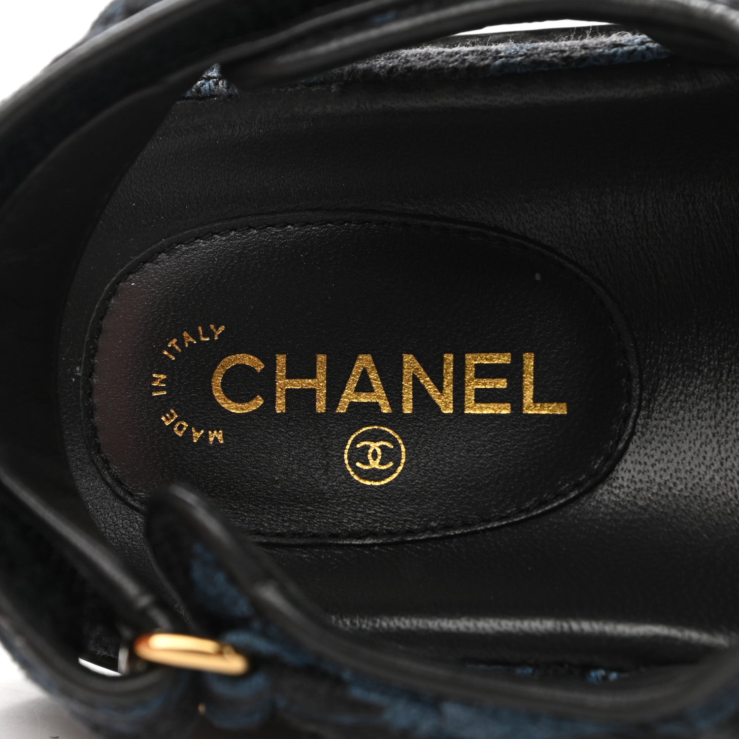Chanel Denim Velcro Dad Sandals 36.5 Dark Grey Blue Black 7 of 9
