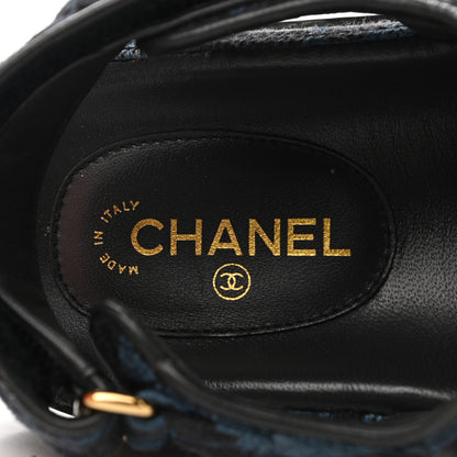 Chanel Denim Velcro Dad Sandals 36.5 Dark Grey Blue Black 7 of 9