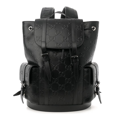 Gucci Calfskin GG Tennis Embossed Double Buckle Backpack Black 1 of 11