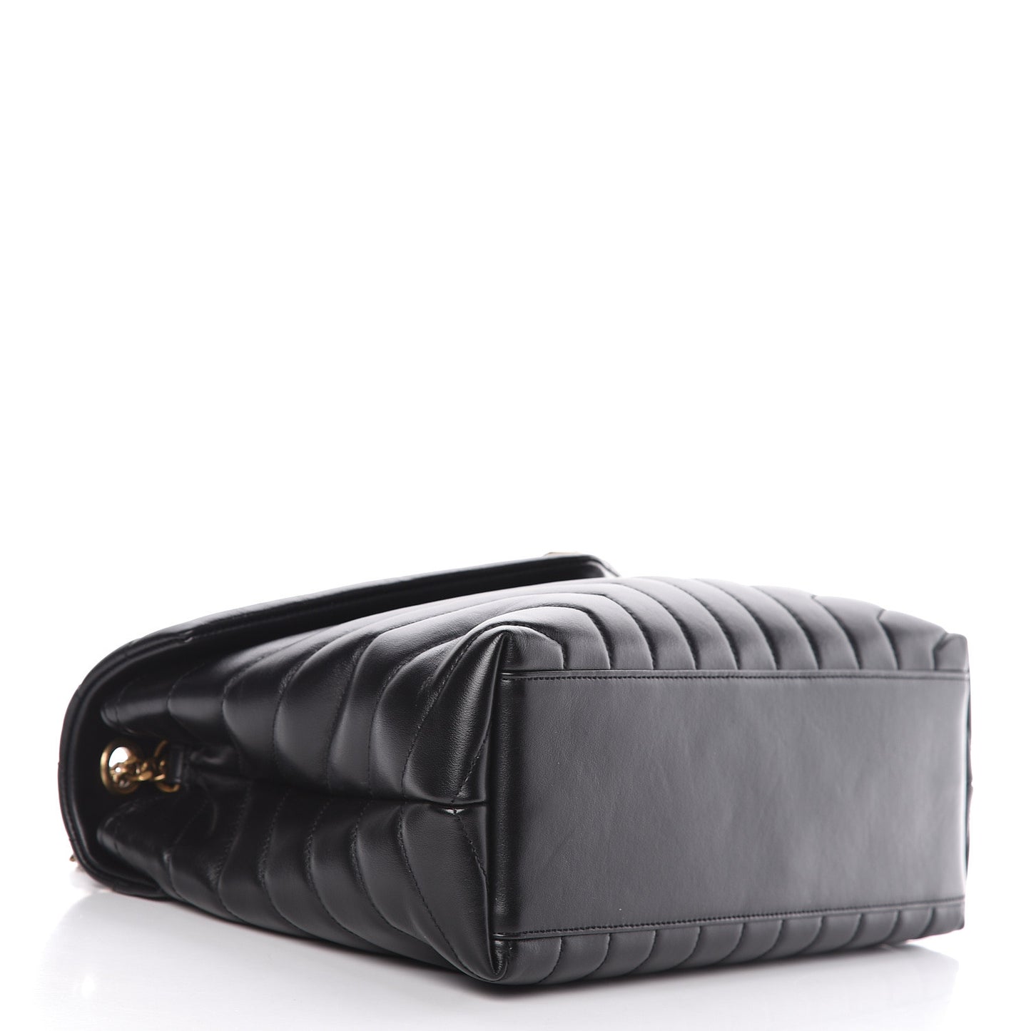 Calfskin Y Quilted Monogram Medium Loulou Chain Satchel Black