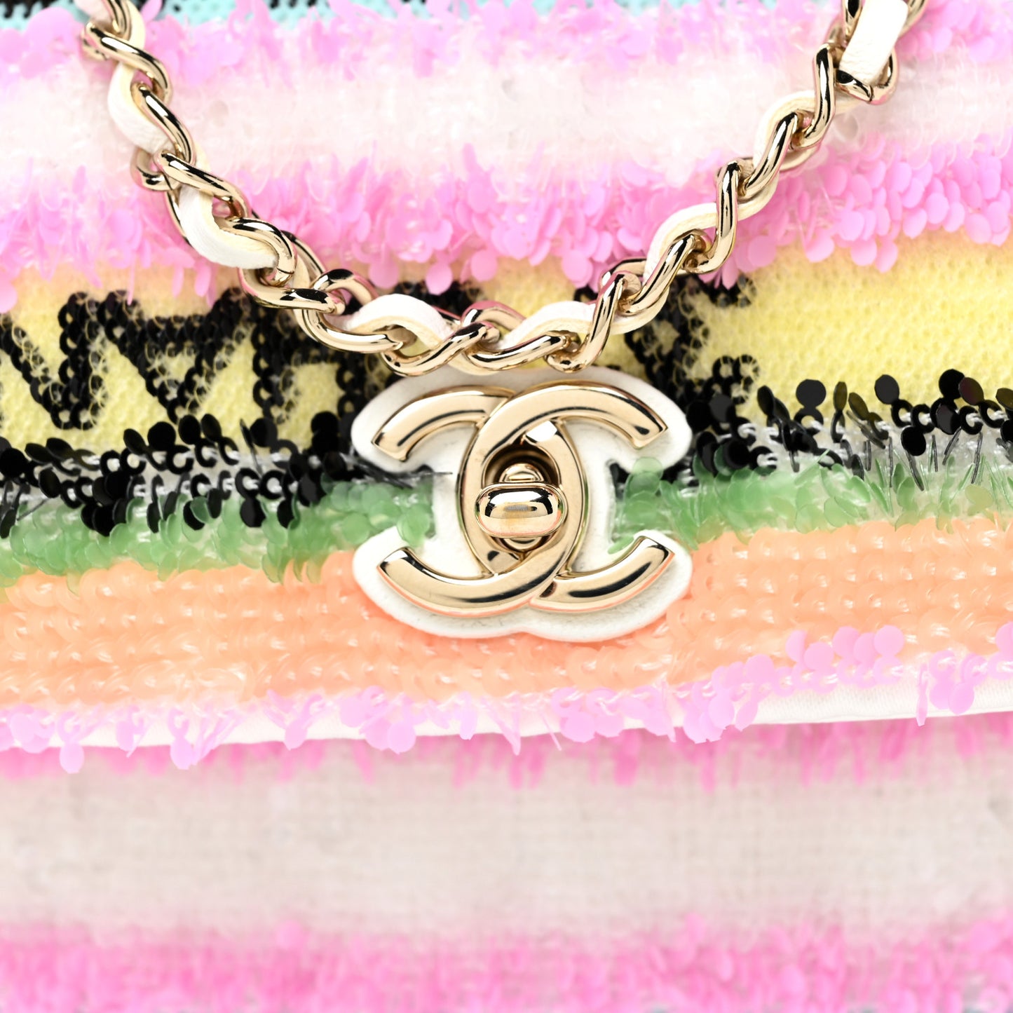 Sequin COCO Clutch With Chain Multicolor