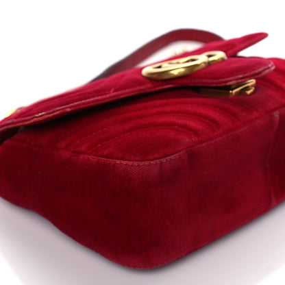 Gucci Velvet Matelasse Mini GG Marmont Shoulder Bag Hibiscus Red 10 of 17
