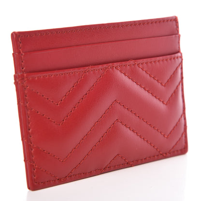 Gucci Calfskin Matelasse GG Marmont Card Holder Hibiscus Red 3 of 7
