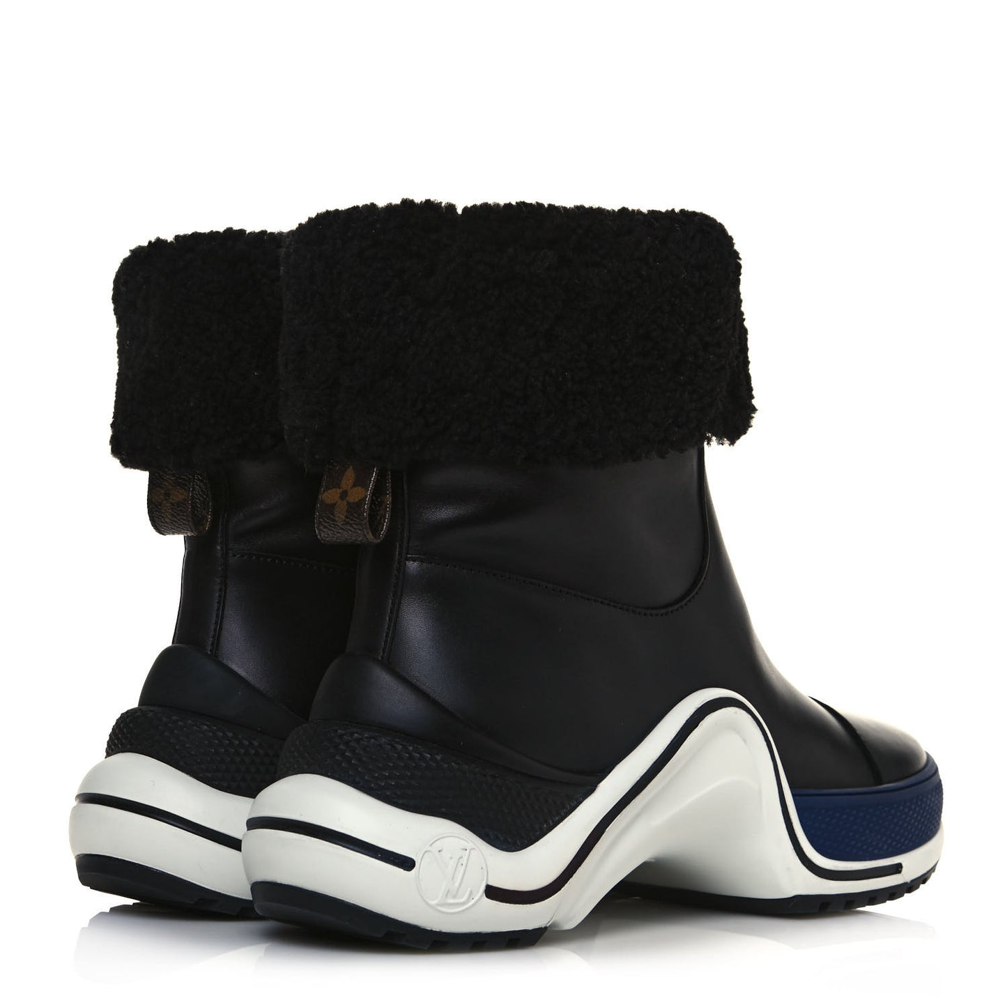 Calfskin Shearling LV Archlight Sneaker Half Boots 37 Black Blue