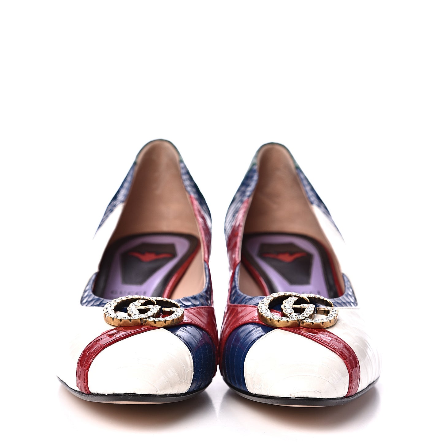 Snakeskin Crystal Double G Pumps 41 Multicolor