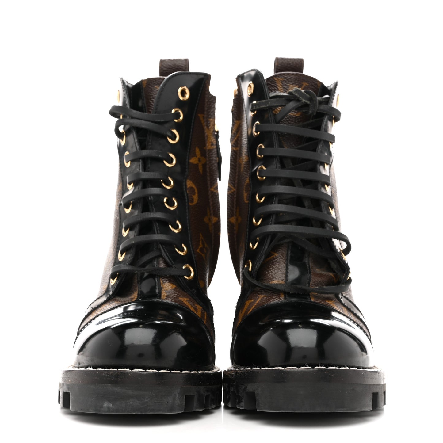 Patent Calfskin Monogram Star Trail Ankle Boots 36 Black