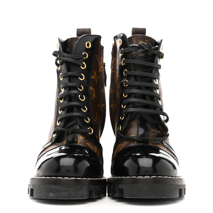 Louis Vuitton Patent Calfskin Monogram Star Trail Ankle Boots 36 Black 3 of 14