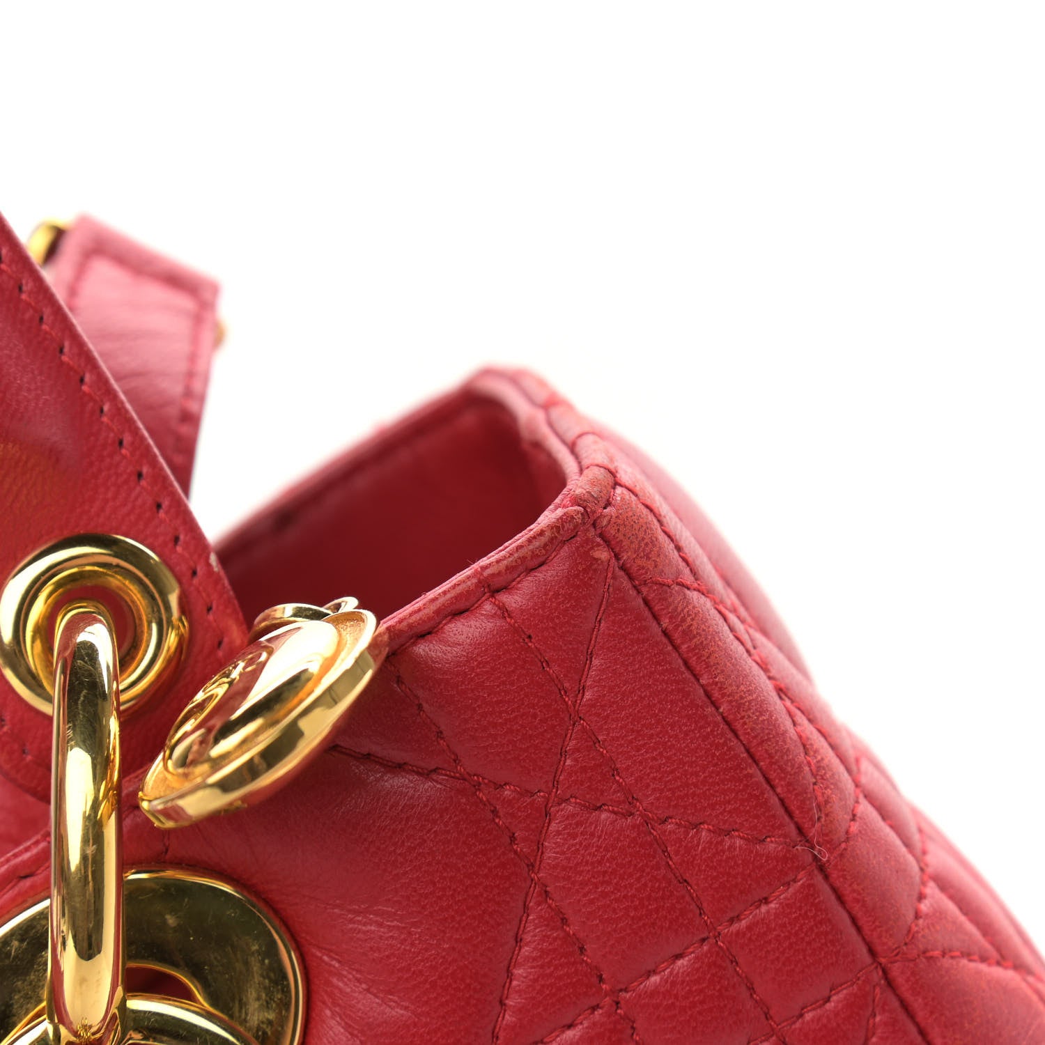 Christian Dior Lambskin Cannage Medium Lady Dior Red 14 of 14