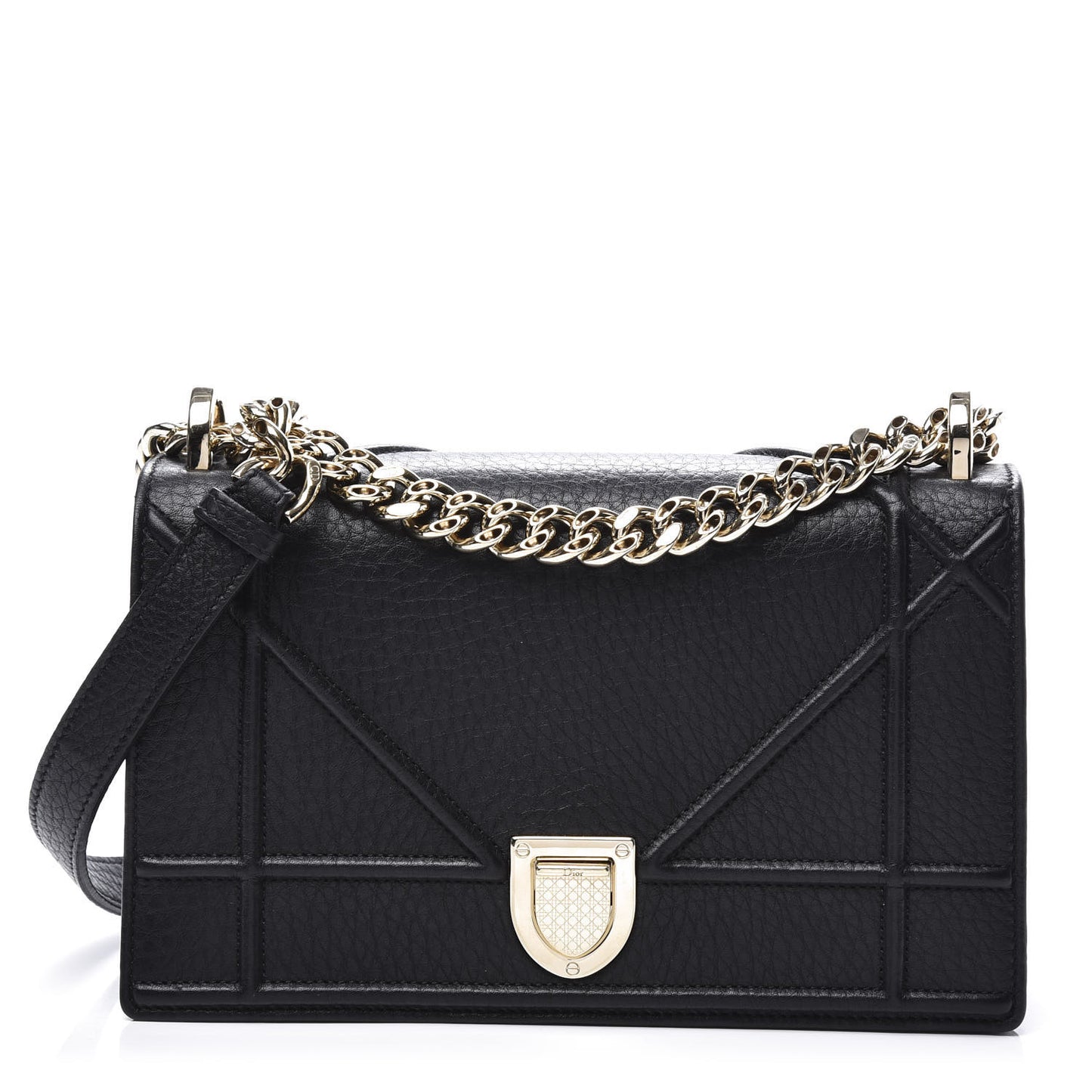 Grained Calfskin Small Diorama Flap Bag Black
