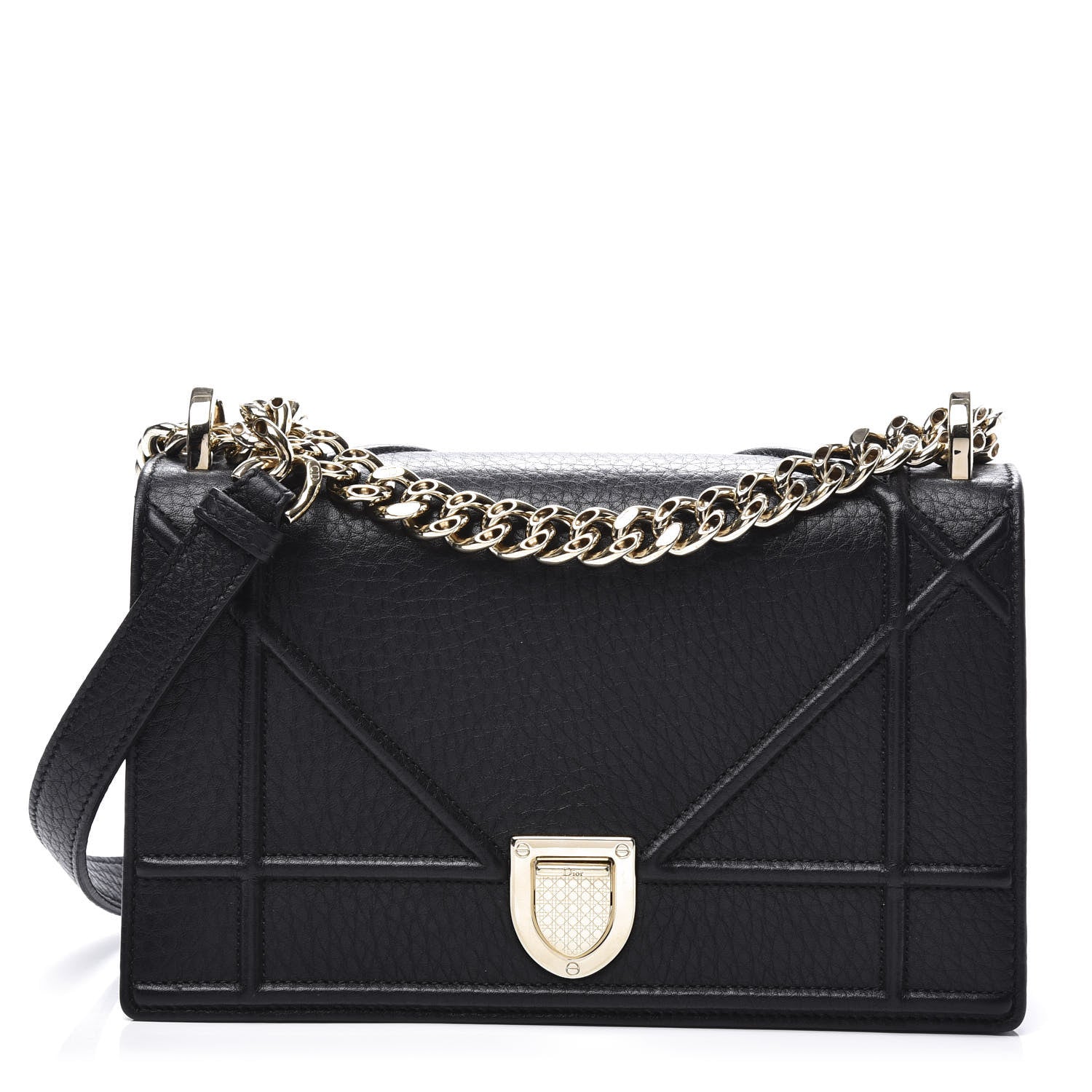 Christian Dior Grained Calfskin Small Diorama Flap Bag Black 1 of 8