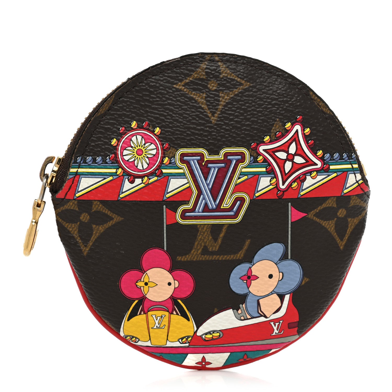 Louis Vuitton Monogram 2020 Christmas Animation Bumper Cars Round Coin Purse Coquelicot 1 of 10