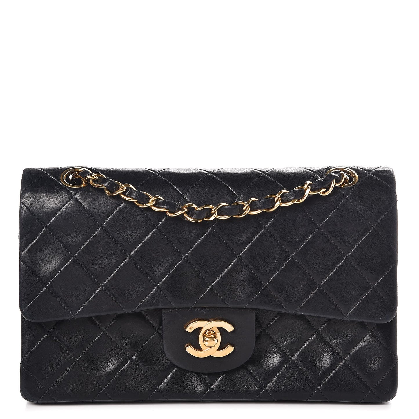 Lambskin Quilted Small Double Flap Black