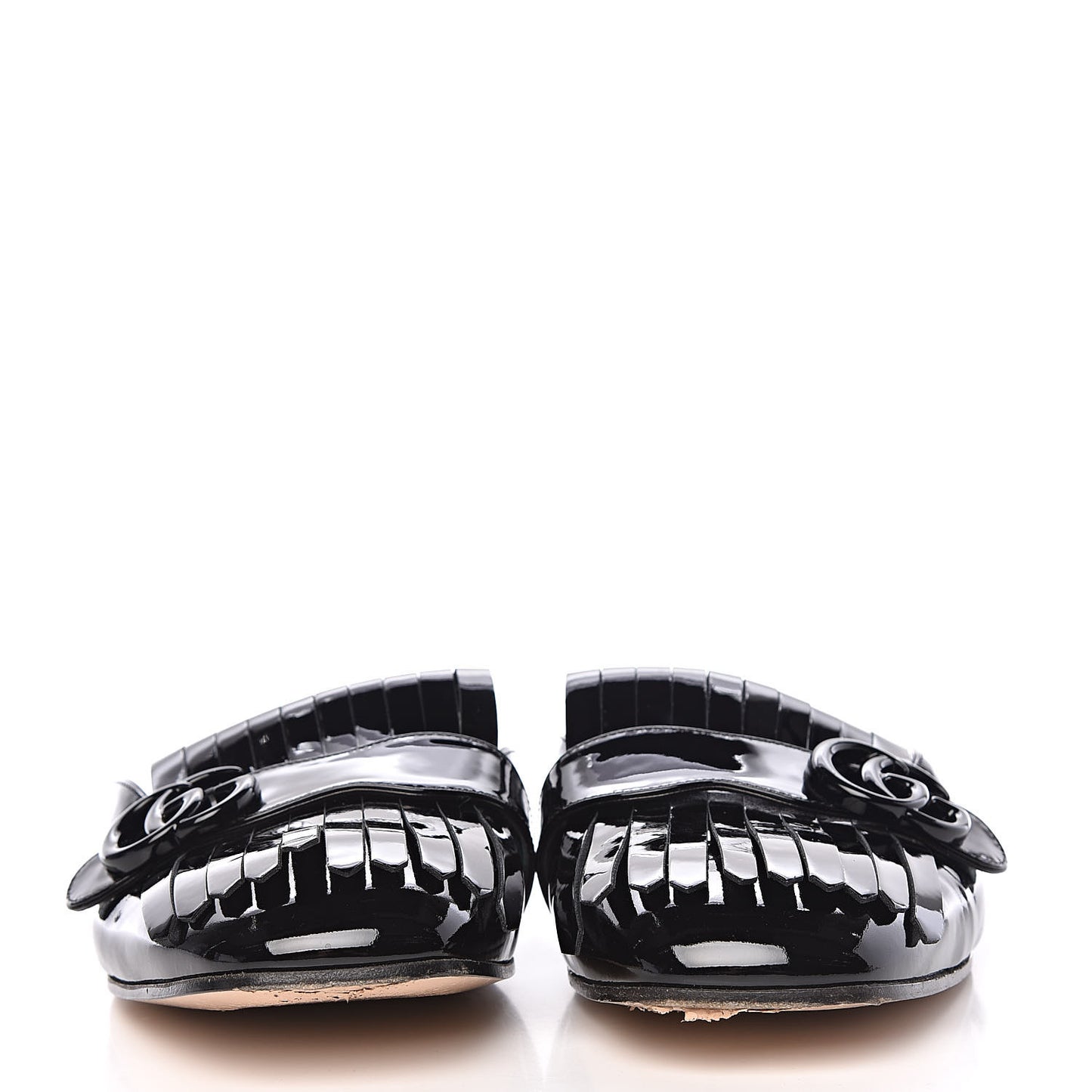 Vernice Crystal GG Marmont Fringe Slippers 42 Black