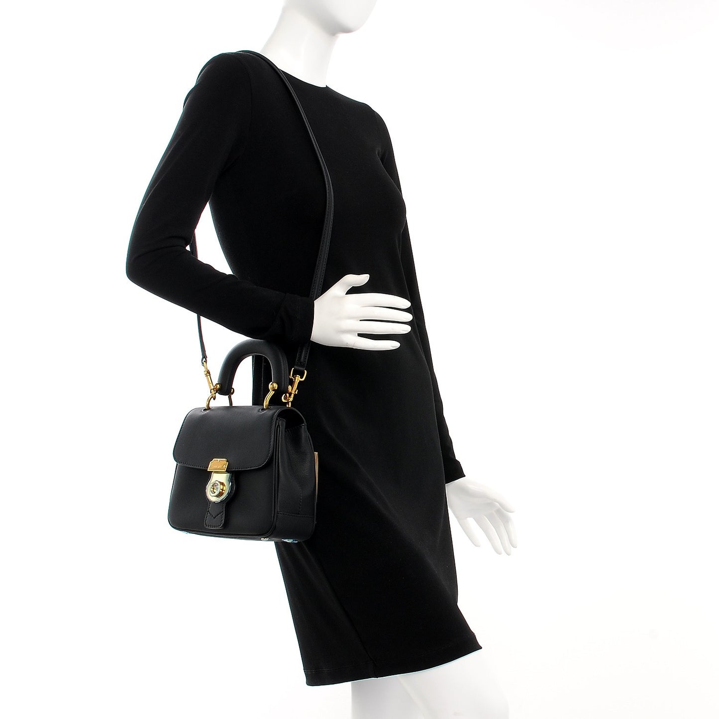Trench Calfskin Small DK88 Top Handle Bag Black