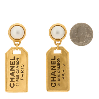 Chanel Pearl CC Tags Drop Earrings Gold 2 of 5