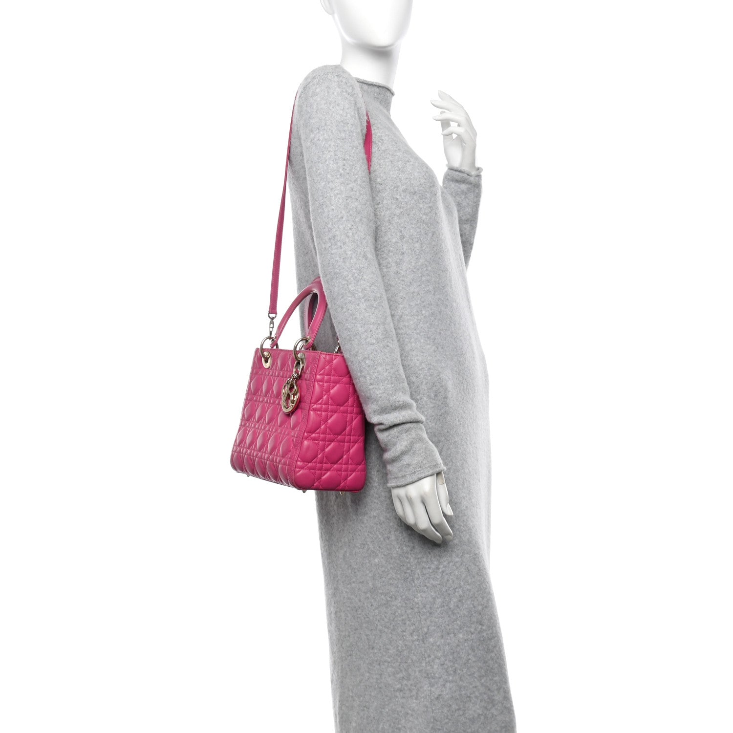 Christian Dior Lambskin Cannage Medium Lady Dior Pink 2 of 14