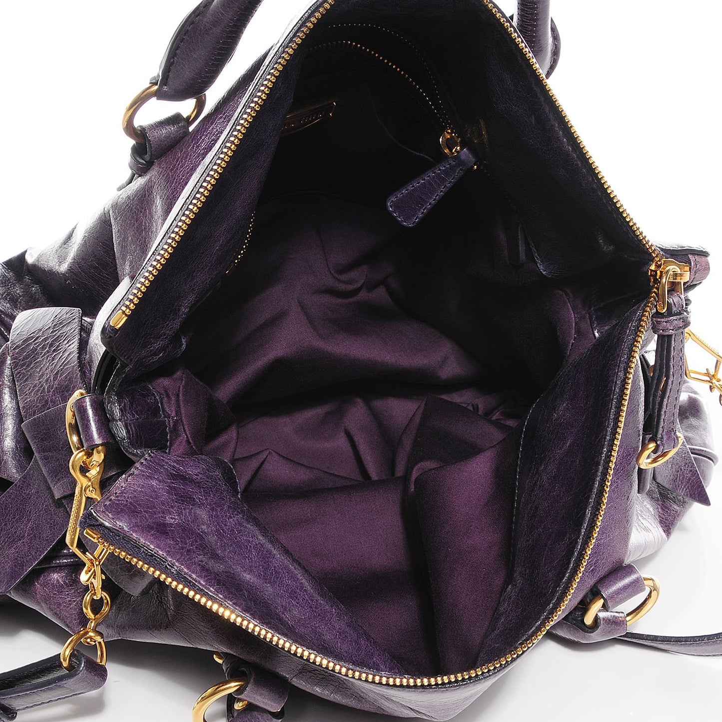 Vitello Lux Large Bow Bag Viola
