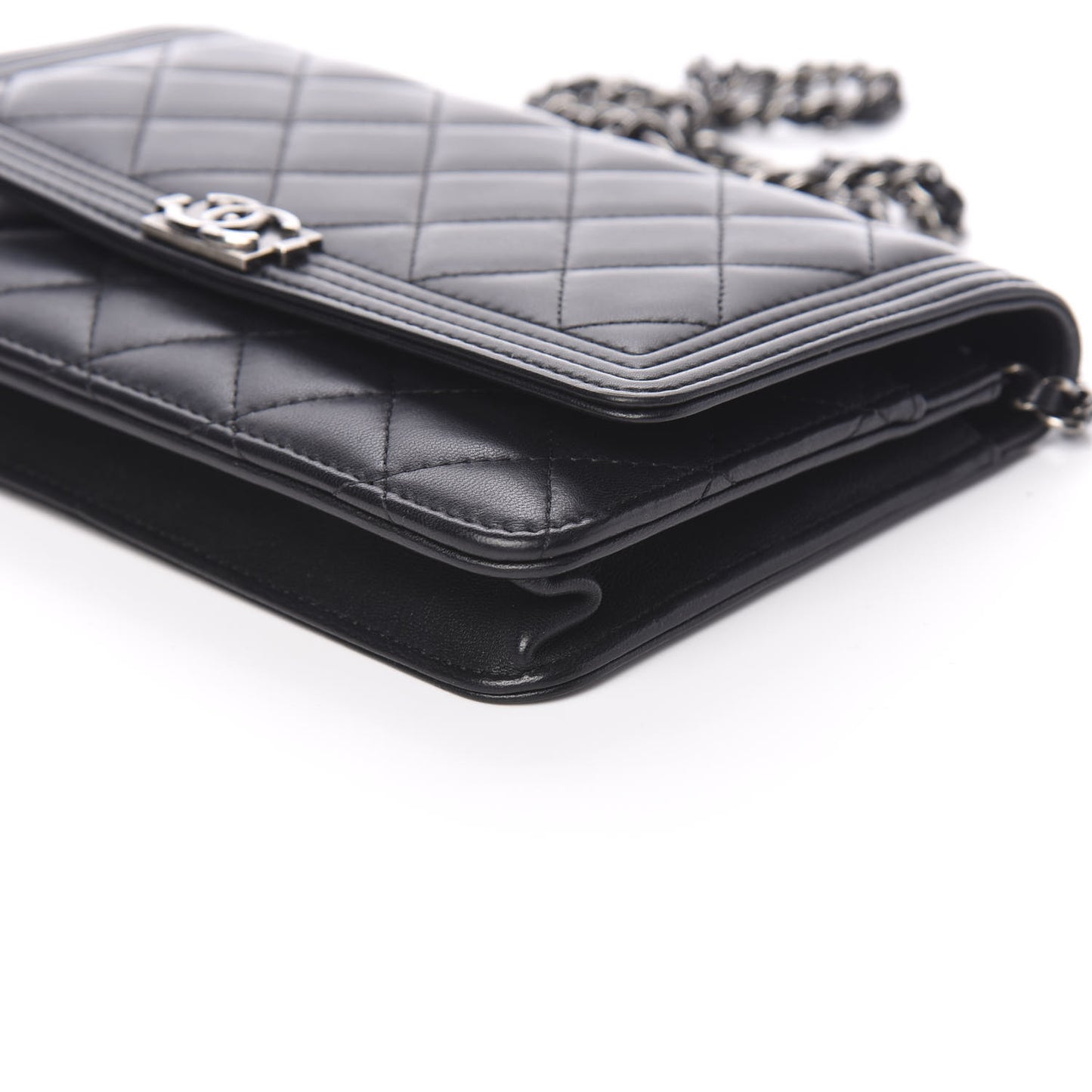 Lambskin Quilted Boy Wallet On Chain WOC Black