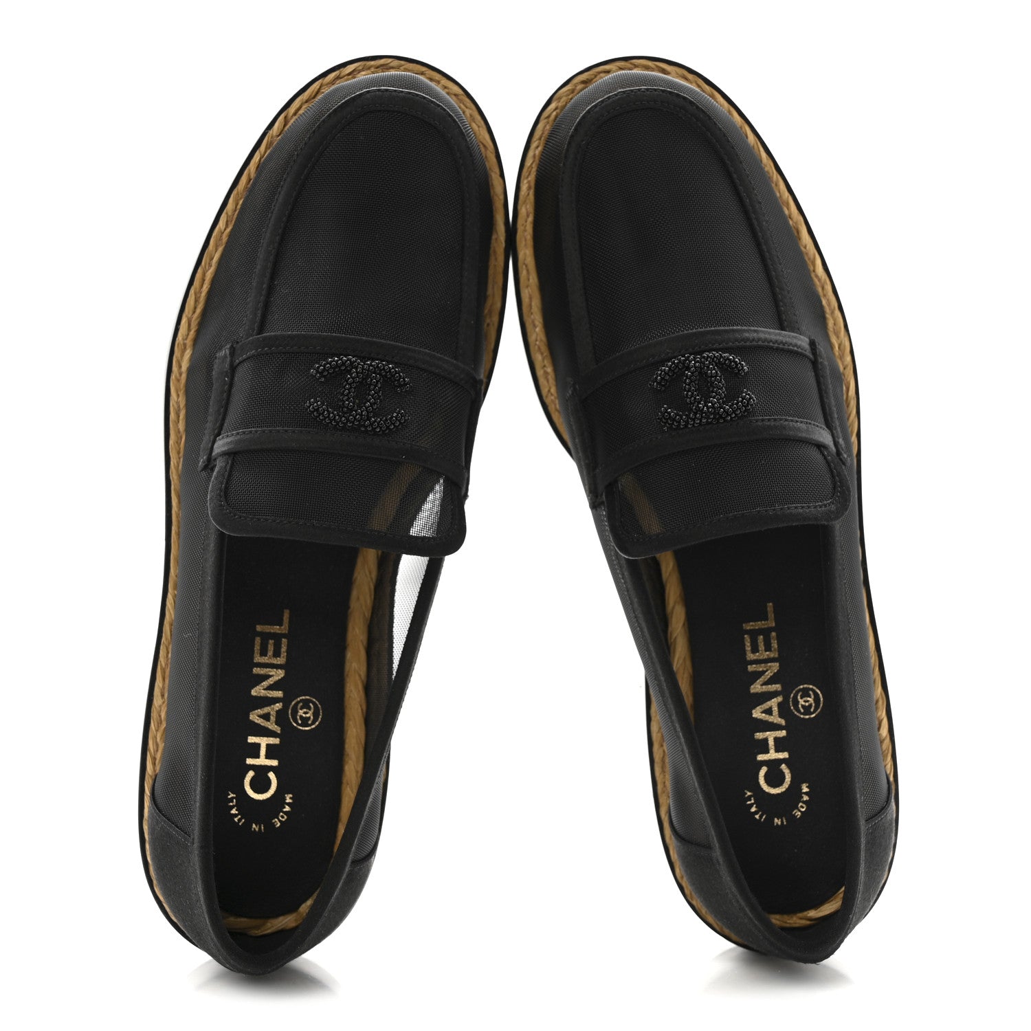 Chanel Mesh Satin CC Loafers 39 Black 2 of 13