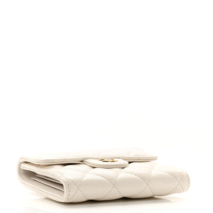 Chanel Caviar Quilted Compact Flap Wallet White 4 of 11