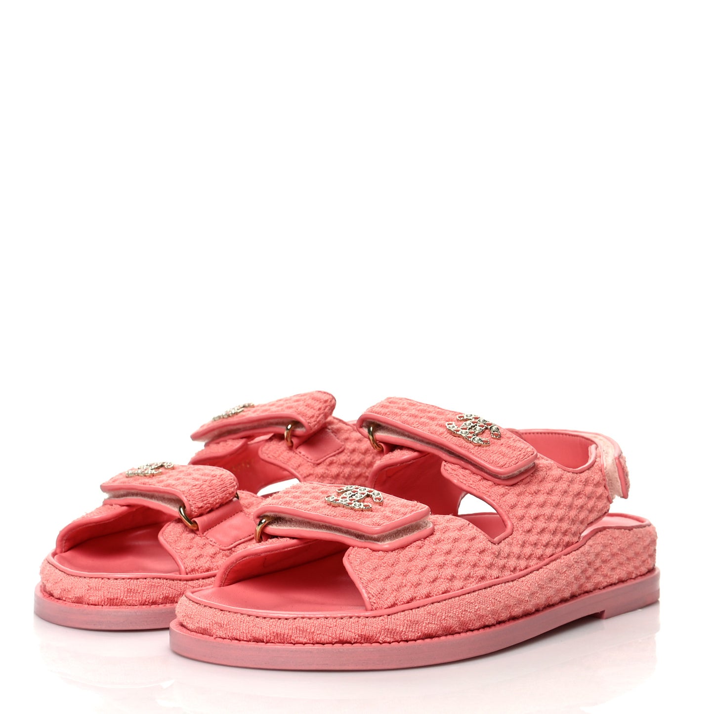 Knit Fabric Velcro Dad Sandals 38 Coral