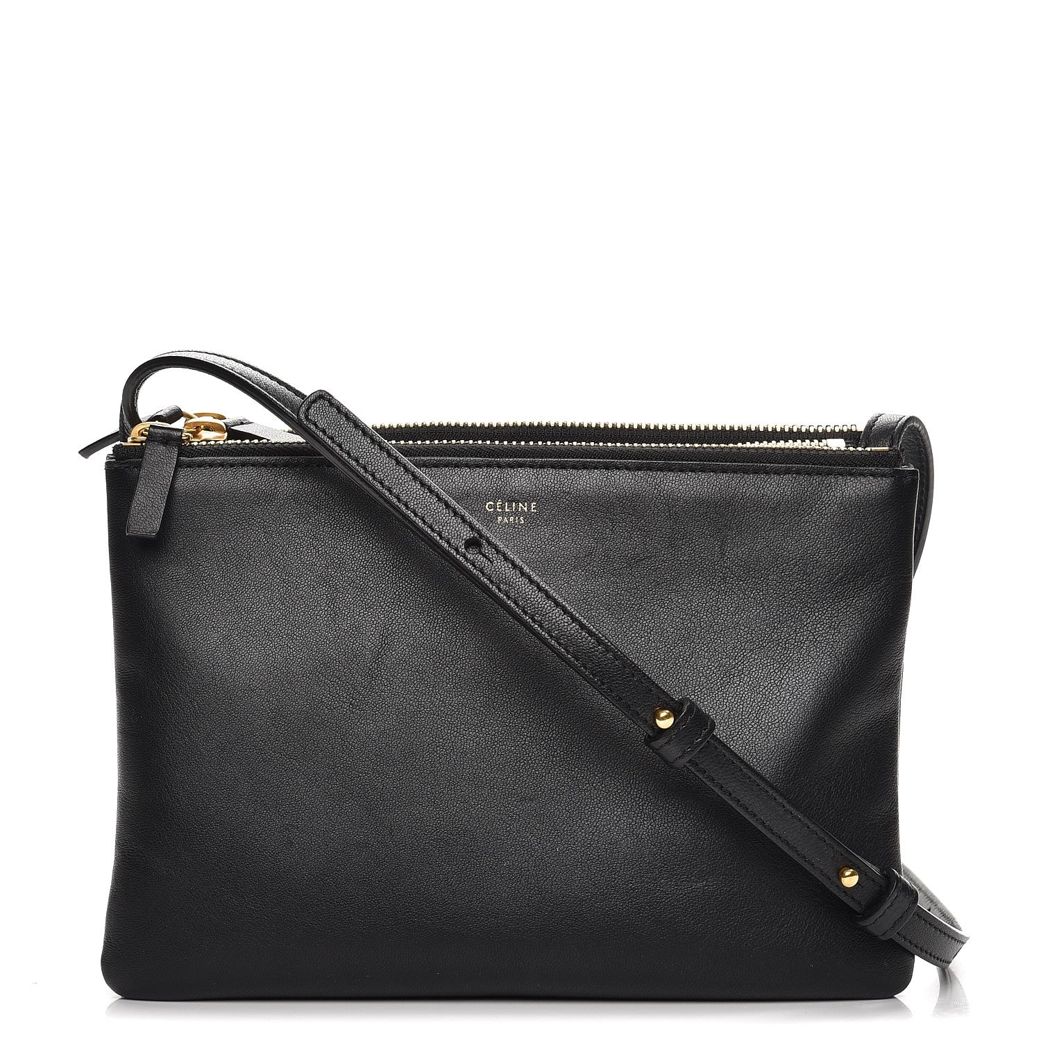 Celine Lambskin Small Trio Crossbody Bag Black 1 of 7